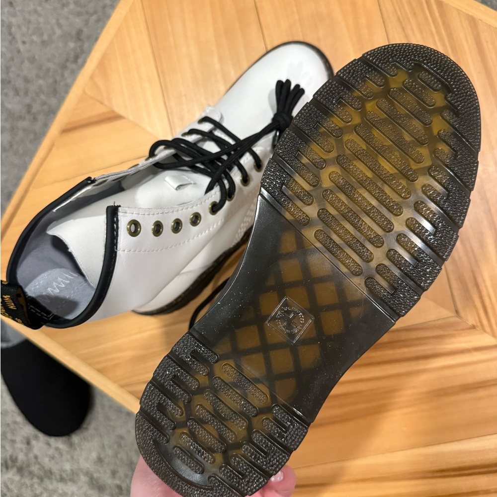 Dr. Martens White Combat Boots with Black Laces